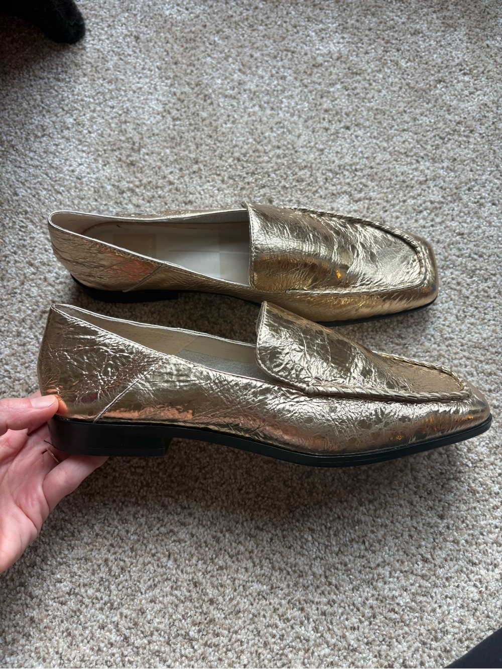 Dolce Vita Metallic Gold Women's Slip-On Square Toe Loafers